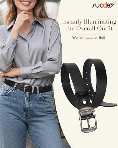 SUOSDEY Women Belts For Jeans Dresses Pants Ladies Leather Waist Belt with Elegant Buckle, Width 1.3" thumbnail 2