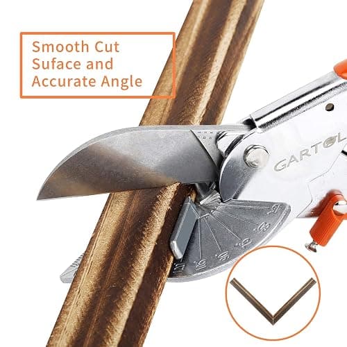 GARTOL Miter Shears, 45-135 Degree Adjustable Angle Scissors, Quarter Round Cutter Tool with Spare SK5 Blades, Trunking Shears for Cutting PVC, Trim and Softwood Moulding (Not for Hardwood) thumbnail 7