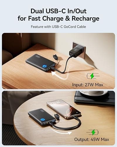 INIU Power Bank, Slim 45W Fast Charging Portable Charger with USB C Cable, 10000mAh Battery Pack, Small Travel Essentials Powerbank, Portable Phone Charger for iPhone 17 16 Samsung S25 S24 Google etc thumbnail 4