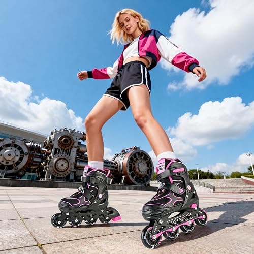 2PM SPORTS Inline Skates for Kids Girls Boys Ages 5-8 8-12 4-6 6-12 with Light Up Wheels, Adjustable Kids Roller Skates Blades for Adults Men Women Beginners Youths thumbnail 8