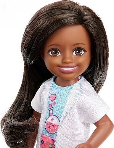 Barbie Chelsea Can Be Doll & Playset, Brunette Scientist Small Doll with Toy Chemistry Lab Table & STEM-Themed Accessories thumbnail 3