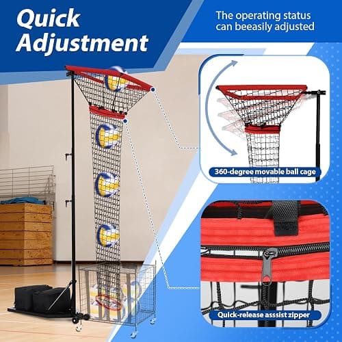 HVDI Volleyball Setter & Spike Trainer System, Heavy Duty Volleyball Training Aid Set – 88LB Sandbag Base with Dual Wheels for Easy Mobility, Adjustable Hitter & Receiver Combo System thumbnail 5