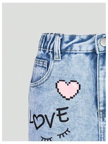 Floerns Girl's Ripped Y2k Denim Shorts Graphic Print Straight Leg Short Jeans thumbnail 3