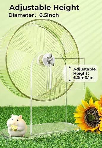 Super-Silent Hamster Exercise Wheel: Silent Spin Toys Hamster Running Wheels with Height Adjustable Stand for Hamsters Gerbils Mice Or Other Small Animals -8.5inch Yellow thumbnail 6