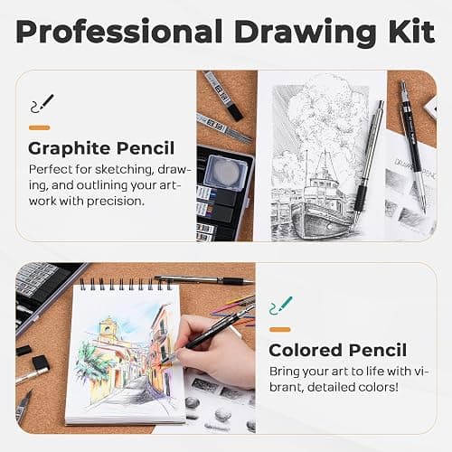 Nicpro 37PCS Art Drawing Supplies Kit, Metal Mechanical Pencil Set 0.5, 0.7, 0.9 & 2mm, 100 Sheets 9x12 Sketch book, 288PCS Leads, School Supplies Drawing Kit for Artist Adults Teens Kids Sketching thumbnail 4