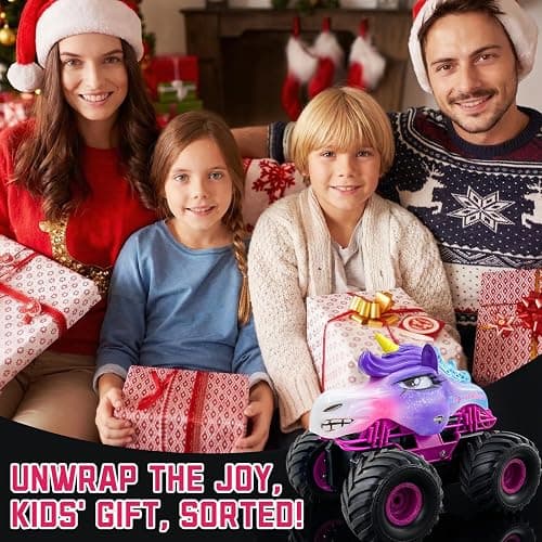 Unicorn RC Car for Girls 1:18 Amphibious Off-Road Remote Control Truck with LED Lights All-Terrain Monster Vehicle 2.4GHz High Speed Crawler Hobby Toy with 2 Batteries Birthday Gift Toys for Kids 6-12 thumbnail 6