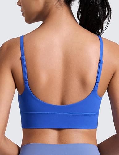 CRZ YOGA Butterlift Scoop Neck Longline Sports Bras for Women - Adjustable Spaghetti Strap Workout Crop Top Padded Cami Tank thumbnail 2