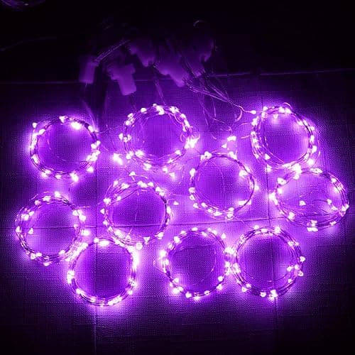 HOME LIGHTING Window Curtain String Lights, 300 LED 8 Lighting Modes Fairy Copper Light with Remote, USB Powered for Halloween Christmas Bedroom Party Wedding Home Garden Wall Decorations, Purple thumbnail 7