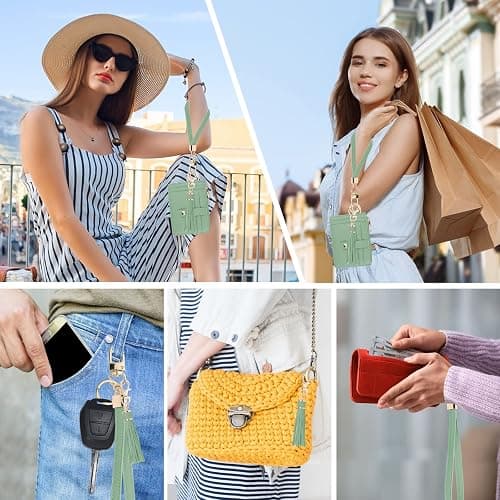 KNGITRYI Small Wristlet Wallets for Women RFID Credit Card Holder Wallet Keychain Wristlet Wallet Credit Card Wallets for Women (Green) thumbnail 6