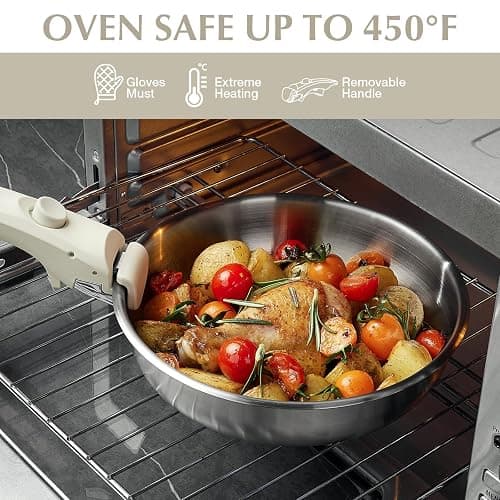 KOCH SYSTEME CS 7 Piece Stainless Steel Cookware Set, Stainless Steel Pots and Pans Set, Stainless Steel Pan with Detachable Handle, Kitchen Set, Induction Compatible, Dishwasher & Oven Safe - 7 PCS thumbnail 4