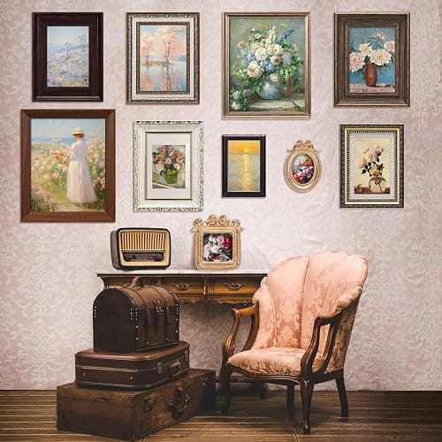 Qunclay 10 Pack Vintage Picture Frames Wall Ornate Antique, Classic Style | 8x10 5x7 4x6 Sizes, French Country Set for Gallery Wall, Bedroom Living Room Tabletop, Ornate Antique Design, No Photos thumbnail 7