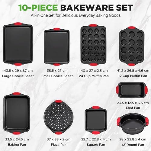 NutriChef Baking Set - 10 Piece Oven Trays and Cookie Sheets, Premium & Stylish Nonstick Carbon Steel Bakeware Set - Includes Versatile Pans Ideal for all Baking Needs thumbnail 4