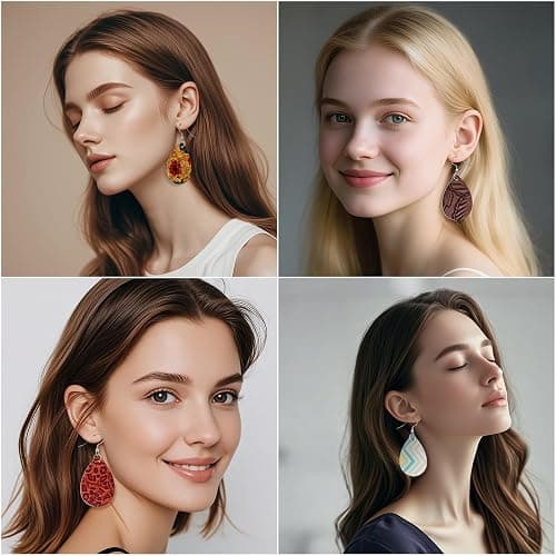 AOUXSEEM 401 Pcs Faux Leather Earrings Making Kit, Contains 120 Pcs Random Double Sided Teardrop Precut Earrings Pieces Hooks Jump Rings Opener Display Cards Self-Adhesive Bags thumbnail 7