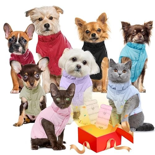 ABRRLO Winter Warm Dog Jacket for Small Medium Dogs Cat Cold Weather Coats with Harness Paded Dogs Fleece Vest Waterproof Windproof Dog Snow Jacket Pet Puppy Clothes (Purple,M) thumbnail 7