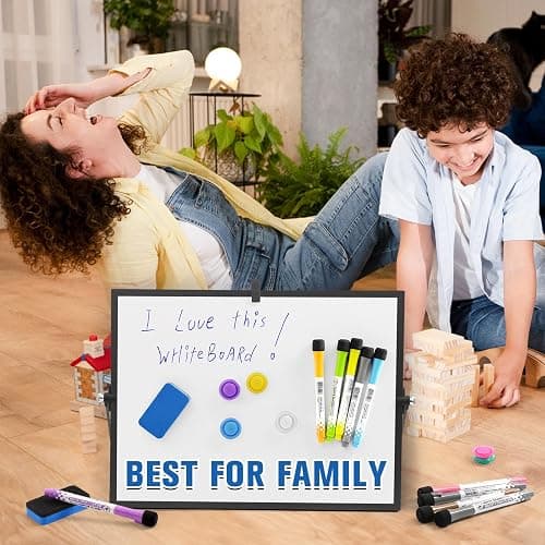 Grtard Dry Erase Magnetic White Board, 16''x12'' Double-Sided Desktop Whiteboard with Stand, Portable Small Whiteboard Set, Dry Erase Board for Drawing, ToDo, Office, Home, School(Black) thumbnail 2
