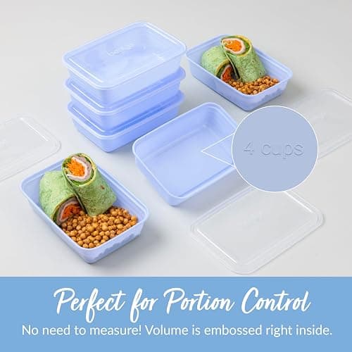 Bentgo Prep - 20-Piece 1-Compartment Reusable Meal Prep Containers with Lids, PFAS & BPA Free Materials, Durable, Microwave, Freezer, & Dishwasher Safe To Go Food Storage (Periwinkle) thumbnail 7