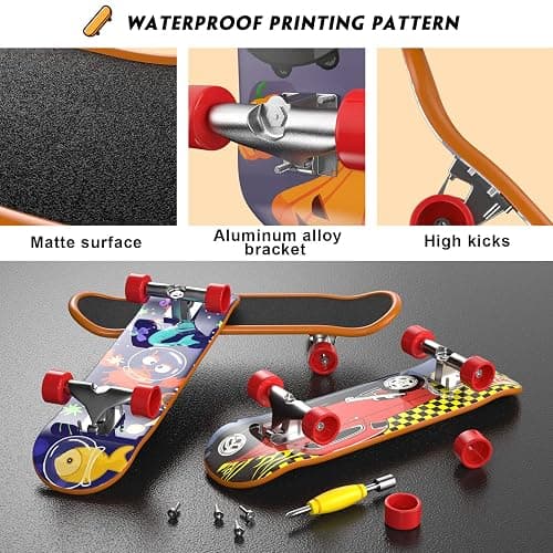 TIME4DEALS Fingerboard Mini Finger Skateboards Toys 12PCS Professional Finger Boards Set Creative Fingertips Movement, Mini Skateboard Starter Kit Finger Sports Party Favors Novelty Toy Gift for Kids thumbnail 4