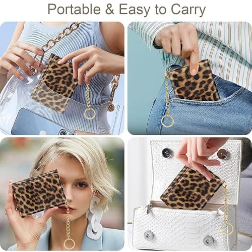 Simikol Trifold Womens Wallet Small Slim RFID Blocking Card Wallet Cute Credit Card Holder Leather Mini Purse with Cash Pocket 7 Card Slots ID Window, Leopard thumbnail 5
