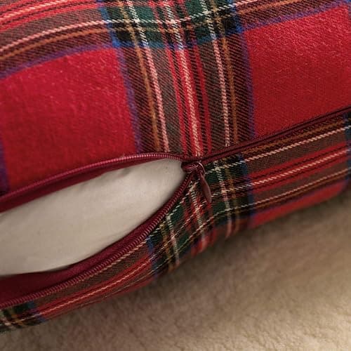 AQOTHES Pack of 2 Christmas Plaid Decorative Throw Pillow Covers Scottish Tartan Cushion Case for Farmhouse Home Holiday Decor Red and Green, 18 x 18 Inches thumbnail 7