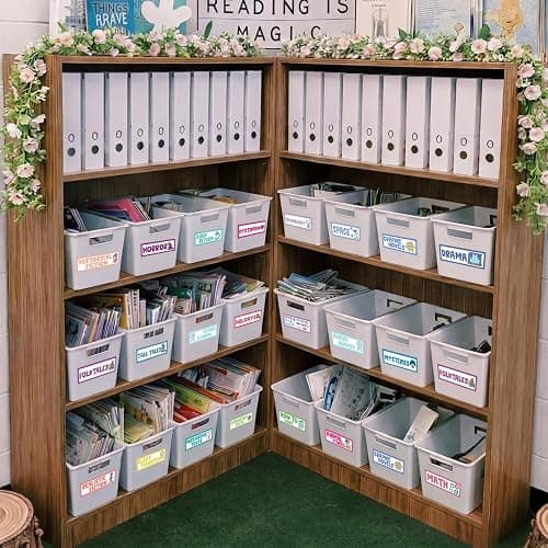 Tinlade 56 Pcs Back to School Classroom Library Labels for School Genre Topic Book Classroom Library Organization Teacher Supplies Cards for Book Bins Bookshelf Reading Corner(Classic) thumbnail 6