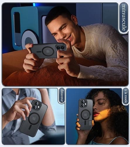 FLLAO Magnétique Coque pour iPhone 11 avec 2 Verre Trempé, Compatible avec MagSafe, Protection d'objectif Tout Compris, Etui Translucide Mat Arrière Housse Fine Antichoc Case, Noir thumbnail 7