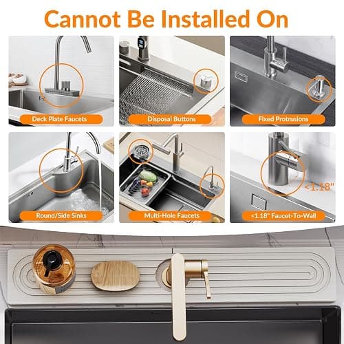 23.6 Inch Stone Faucet Mat for Kitchen Sink Splash Guard, Diatomite Sink Protectors for Kitchen Sinks Behind Faucet, Quick Dry Water Absorbing Stone Tray , Drip Catcher (White, 23.6" x 3.9") thumbnail 6