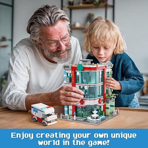 LuxRebuty City Hospital Building Block Set, Architecture Building Set for Adults with Ambulance, Miniature Hospital World, Detailed Craftsmanship & Immersive Roleplay for Collectors & Gifts, 1888Pcs thumbnail 2