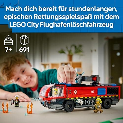 LEGO City Flughafenlöschfahrzeug - Spielzeug Einsatzfahrzeug - Modellbau mit 4 Feuerwehr Minifiguren - Geburtstagsgeschenk für Jungen ab 7 Jahren und Technikfans - 60499 thumbnail 4