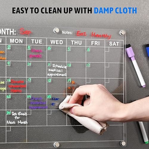 Acrylic Fridge Calendar, Magnetic Monthly Planner with 8 Color Markers, Clear Dry Erase Board for Events/Meetings/Shopping Lists - 14.5 * 11.5'' thumbnail 7