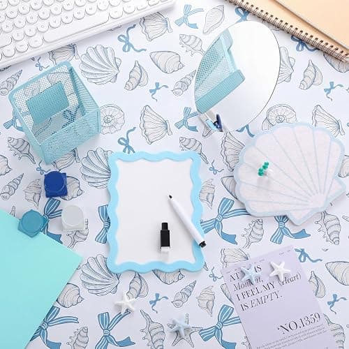 Sabary 15 Pcs Coastal Starfish Seashell Locker Decoration and Organizer Set Locker Wallpaper Magnetic Pen Holder and Mirror Whiteboard Marker Shell Cork Board with 3 Magnetic Clip 6 Starfish Magnets thumbnail 2