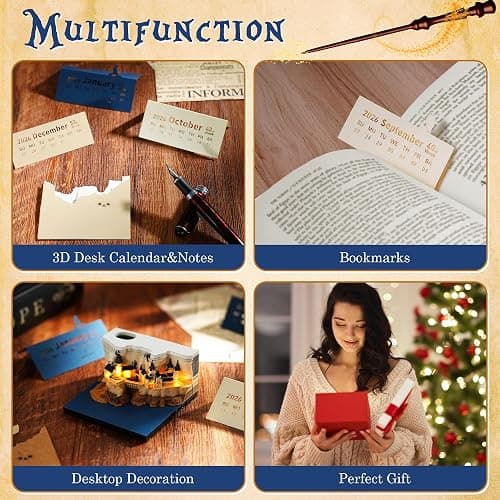 3D Time Piece Calendar 2026, Art Calendar Memo Pad 2026 Mini Desk Calendars Magic Castle with Lights, 3D Sticky Note Desktop Tear Off Calendar Gift for Christmas Office Decoration thumbnail 3