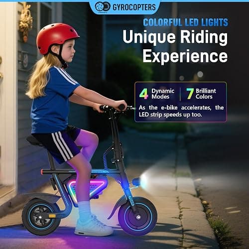 Gyrocopters Radi8 Electric Scooter for Kids & Teens | Moving LED Lights, E Scooter, Anti-Theft GPS Tracker | 250W Motor 10" Tire | Speed Upto 25Km/h Range Upto 20Km | UL2272 Safe thumbnail 4