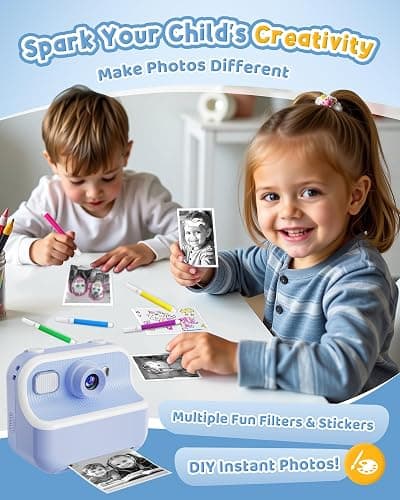 Instant Camera, Front Rear Dual Selfie Kids Camera with 1080P Videos, Holiday Birthday Gifts for Kids Age 3-12, Toddler Portable Travel Print Digital Camera Toy for 4 5 6 7 8 9 Year Boys Girls thumbnail 5