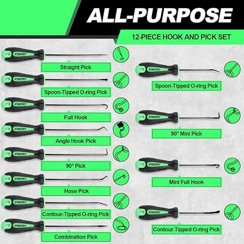 FTIHTRY 12-Piece Pick and Hook Tools Set, Pick Tool Set Car Auto Oil Seal/O-Ring Seal Gasket Pick Hooks Puller Remove, Long and Mini Pick Tool Set thumbnail 2