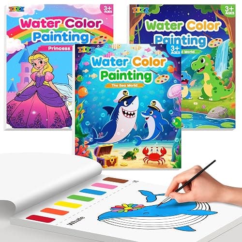 ZIZZ Paint with Water Coloring Books for Toddlers, 3PCS Watercolor Painting Set for Kids Ages 3-8, No-Mess Arts and Crafts for Kids, Art Supplies Craft Kits, Easter Basket Stuffers Gifts for Girls Boy - Image 1