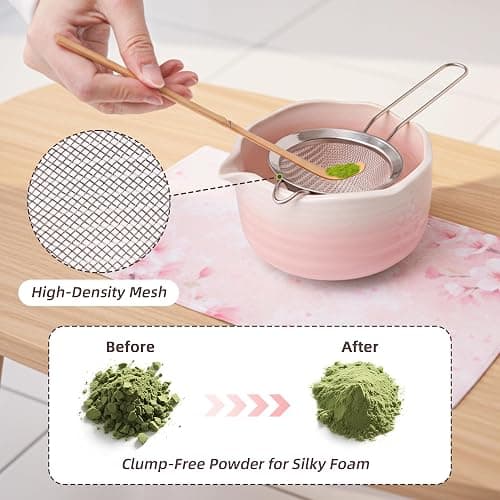 ECOLEMON 7-Piece Pink Matcha Set, 18oz Gradient Pink Sakura Matcha Bowl with Spout, Bamboo Whisk and Holder, Matcha Kit, Cute Macha Gift Set for Women & Matcha Lovers Starters, Mother's Day Gift thumbnail 7