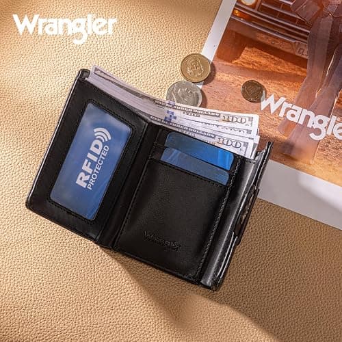 Montana West X Wrangler Black Wallet for Women Western Card Cases & Money Organizers Trifold Small Wallet with Rfid Lining Blocking and Zipper Coin Pocket thumbnail 7