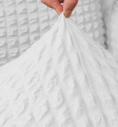 XMNTG Dining Room Chair Slipcovers 1-Piece Stretch White Dining Chair Covers Dorm Chair Cover Non Slip Washable Furniture Protector with Skirt Country Style for Hotel Ceremony Party (White) - White thumbnail 5