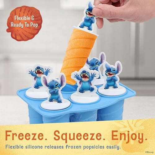 Disney Silicone Popsicle Molds – 6 Reusable Popsicles Molds Featuring Mickey & Friends or Stitch – BPA-Free Flexible Silicone Ice Pop Mold and Popsicle Maker for Frozen Treats - Small - Stitch thumbnail 4