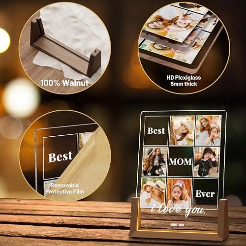 LUCKOR Photo Decorative Plaque Personalized Mom Gift for Mothers Day from Daughter Son Kids, Customized for Wife from Husband, Best Mom Ever thumbnail 4