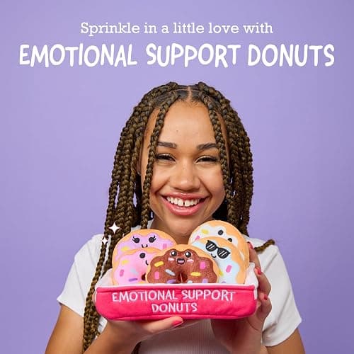 WHAT DO YOU MEME? Emotional Support Donuts by Relatable, Cuddly Stuffed Animals and Toys, Squishy Toys and Plushies, Great Ideas for Loved Ones of All Ages, Includes 5 Plushies with Carrying Basket thumbnail 4