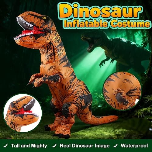 JASHKE Inflatable Dinosaur Costume for Adult Halloween Dinosaur Costumes Blow up T rex Costume for Adults thumbnail 6