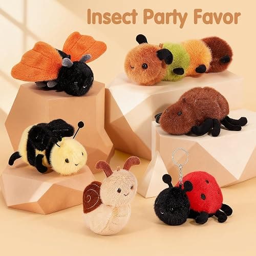 Niceup 4.7in Insect Stuffed Animal Keychains 6pcs Bug Party Favors Decor Toys Cute Small Plushies Spider Caterpillar Ladybug Ladybird Bumblebee Moth Snail for Halloween Kids Christmas Stuffer Gift thumbnail 6
