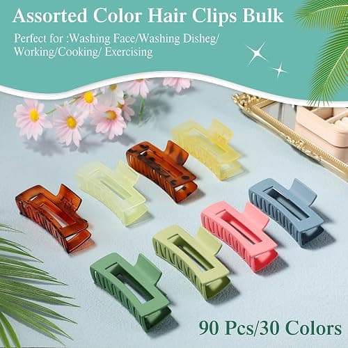 XunYee 60 Pcs Hair Clips Bulk Hair Claw Clips for Women Girls 4.1 Inch Large Rectangle Non-slip Square Strong Hold Jaw thumbnail 6