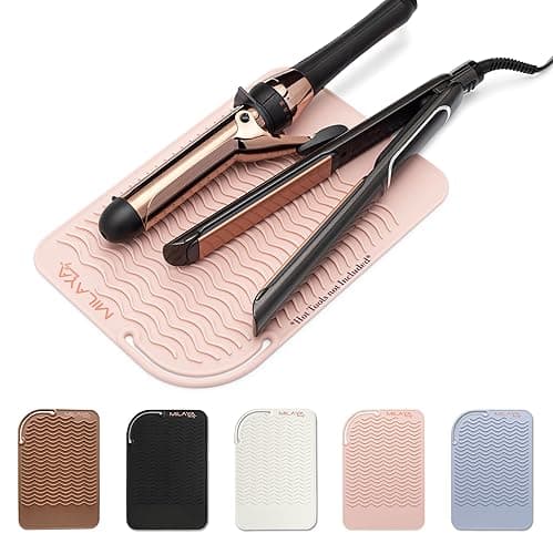 Heat Resistant Mat - Curling Iron Holder - Straightener pad - Flat Iron Holder - Silicone Mat for Hair Tools - Hot Tool Mat - Salon Tools - Hot Iron Holster - Vanity Mat - Vanity Accessories for Women - Rose Gold