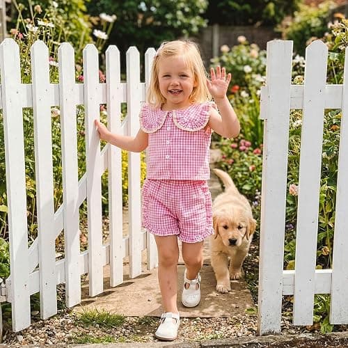 Barbotimer ​Baby Girl Clothes Summer Vintage Gingham Outfit Doll Collar Button Down Sleeveless Tank Shirt Ruffle Shorts Cute 2Pcs Toddler Kid Spring Summer Clothing Set thumbnail 5