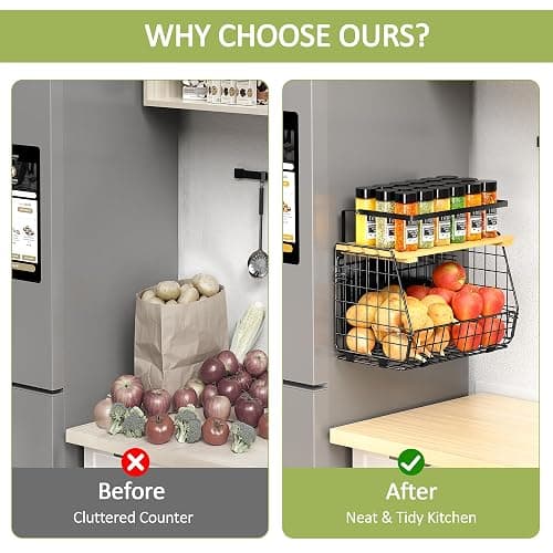 GGIU Magnetic Shelf for Fridge: Fruit Potato and Onion Storage Bin - Magnetic Spice Rack for Refrigerator & Kitchen Counter - Pantry Organizers and Storage thumbnail 6