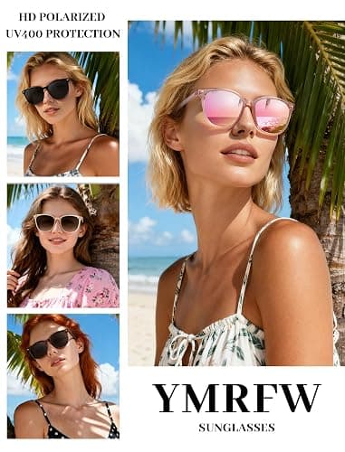 YMRFW Retro Polarized Sunglasses for Women Men Big Frame Vintage Style Trendy Shade UV400 Protection Lens Sun Glasses thumbnail 3