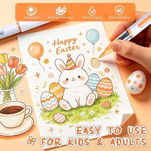 LEXICHA 120 Vivid Colors Acrylic Paint Markers with Portable Storage Case, Soft Brush Tip Acrylic Markers Set, Paint Markers for Canvas, Wood, Rocks, Fabric, Glass, DIY Crafts Art Supplies for Kids thumbnail 4