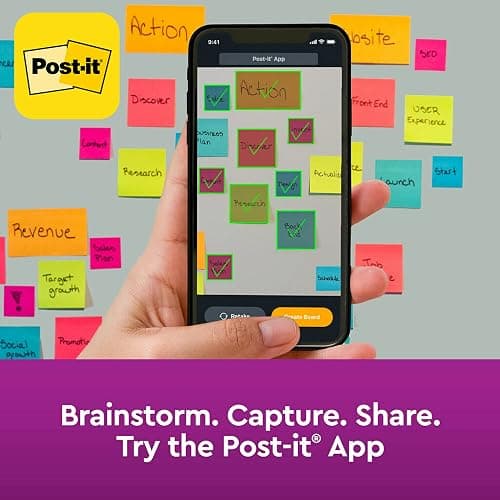 Post-it Super Sticky Notes, Assorted Bright Colors, 3x3 in, 15 Pads/Pack, 45 Sheets/Pad, 2X The Sticking Power, Recyclable, Multi-Color thumbnail 6